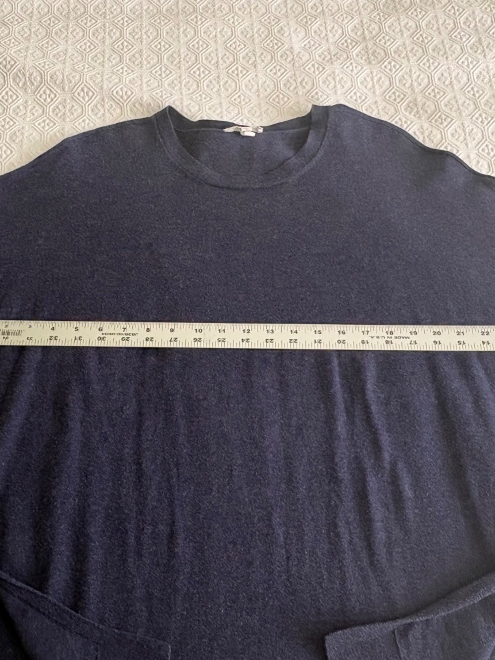 Eileen Fisher Navy Blue Organic Cotton Drop Shoulder Sweater Size M - Picture 6 of 7